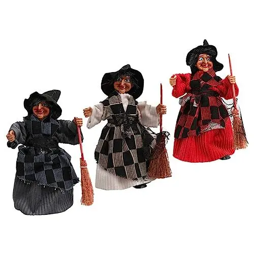 Produktbild: OFFSCH 3 Stück Besen Hexenanhänger Hexenpuppe Festivalzubehör Haushalt Halloween Hexendekor Hängende Hexenfigur