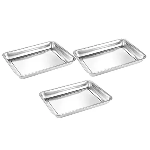 Produktbild: OFFSCH 3er Set Edelstahl Rechteckige Ofenbleche Robuste Tiefwandige Backbleche Für Vielseitige Anwendungen Der Küche Ideal Für Braten Backen Und Grillen