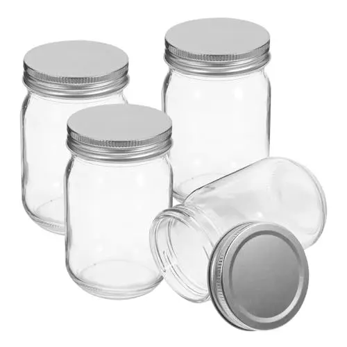 Produktbild: OFFSCH Große Glasdeckel 4 Stück Glasgläser Honigaufbewahrung Lebensmittelaufbewahrungsbehälter