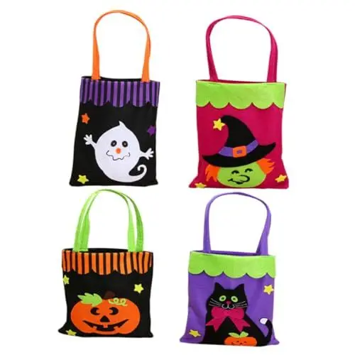 Produktbild: OFFSCH 4-teilige Halloween-kürbistasche Vlies-tragetasche Geister-kürbis-süßigkeitentasche Halloween-tasche