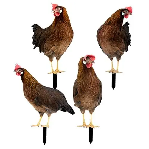 Produktbild: OFFSCH 4 Stück Acryl-hühnerpfahl Dekoratives Hühnerschild Für Garten Hof Ornament Realistische Hühnerform Rasenkunst
