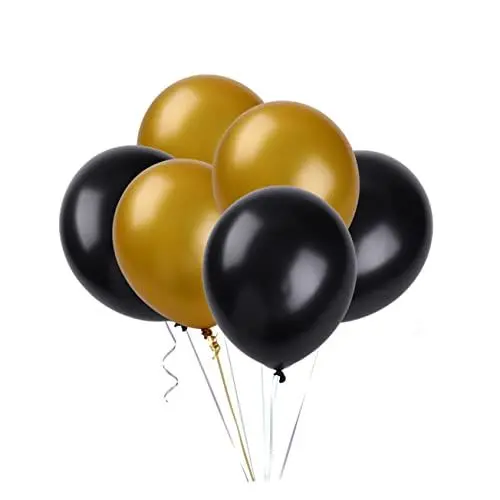 Produktbild: OFFSCH 50 Stück Hochzeitsballon Goldmatter Ballon Goldene Luftballons Runde Luftballons Matte Luftballons 12 Luftballons Matte Pastellfarbene Luftballons Hochzeitsdeko Latexballon Black