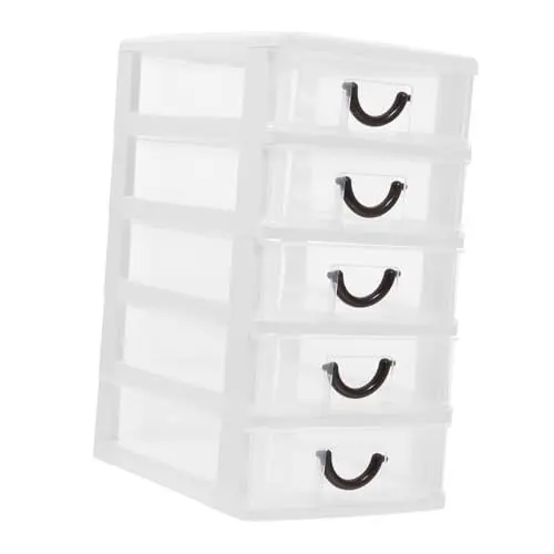 Produktbild: OFFSCH 5 kosmetische schmuck Make-up Kunststoffschrank mit Schubladen Organizer für Schreibtischschubladen Plastik Weiß