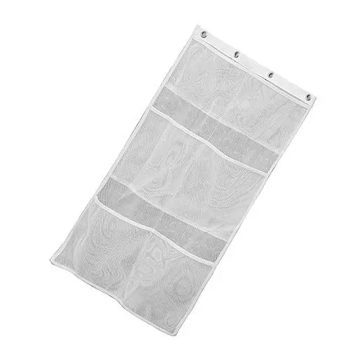 Produktbild: OFFSCH Hängende Netz-organizertasche Mit 6 Taschen Für Badezimmer Und Dusche Bad-Organizer Haken Für Duschvorhangeinlagen Duschtaschen Für Badezimmerzubehör