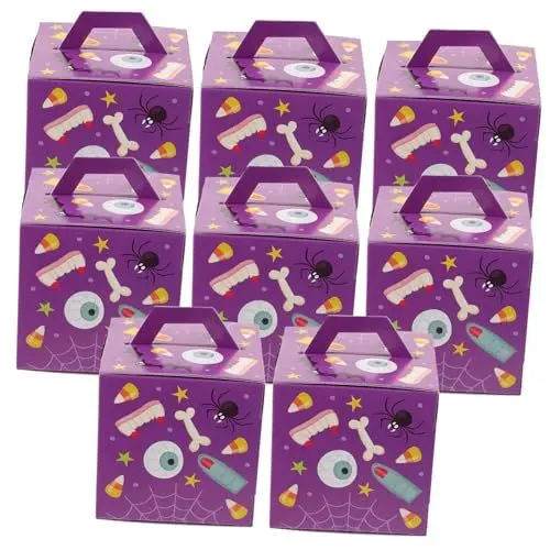 Produktbild: OFFSCH 8 Stück Kartons Halloween-geschenkbox Praktischer Süßigkeitenbehälter Halloween-süßigkeiten-boxen Geschenkangebot Halloween-dekoration Halloween-goodie-bag Schmücken Papier Violett