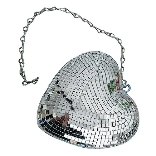 Produktbild: OFFSCH Disco-Herz-Glasdekoration dekorative schnalle tasche Hängende Herz-Disco-Kugel Weihnachtsdekorationen Kette Discokugel Disco-Kugel-Aufhänger Blitz Diffusor Charme schmücken Produkt