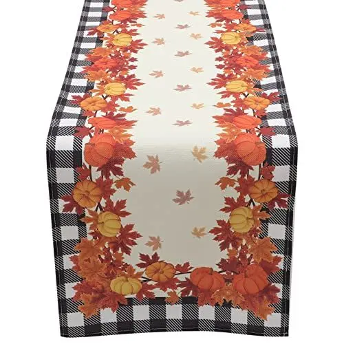 Produktbild: OFFSCH Thanksgiving Thema Kürbis Tisch Läufer Herbst Saisonale Decor 178x33cm Tischdecke Decor