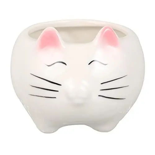 Produktbild: OFFSCH Dekorativer Topf Für Zuhause Ornament Weißer Keramik-katzentopf Zum Pflanzen Von Bonsai