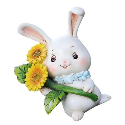 Produktbild: OFFSCH Kaninchen-verzierung Osterfiguren Für Den Außenbereich Süße Hasenfigur Desktop-kaninchenstatue Cartoon-häschen-Ornament Hase Kuchendeckel Terrassenrasenhase Tier Harz Blumentopf
