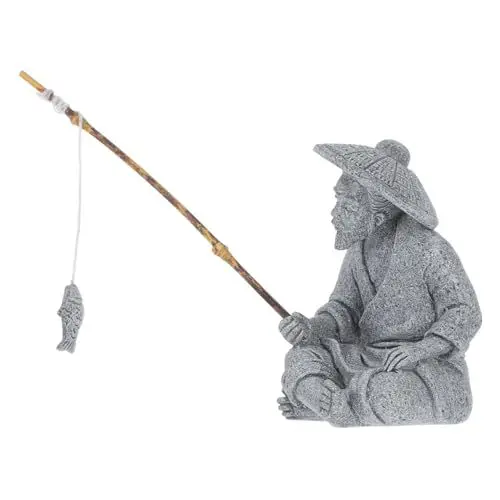 Produktbild: OFFSCH Lebensechte Fischerstatue Bonsai Mini-Fischer Aquarium-Ornament Gartendekoration Chinesische Skulptur