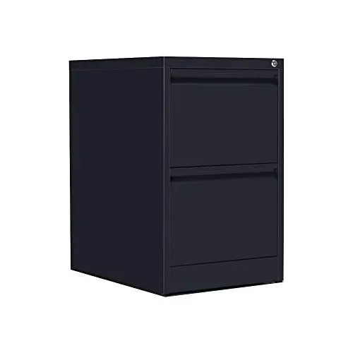 Produktbild: OFITURIA ® Archivador Metálico Organizativo De Oficina Negro Con 2 Cajones para Carpetas DIN A4 Y Folio, Documentos Con Llave, 62 X 46 X 72