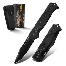 Produktbild: Ogival Klappmesser (Zweihandmesser),Taschenmesser mit Griff aus rostfreiem Stahl und Seil,Edc Messer mit Taschenclip,für Camping, Angeln,Wandern,