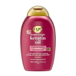 Produktbild: OGX Keratin Oil Conditioner, kräftigende Anti-Haarbruch Haarpflege Spülung mit Keratin, intensiv pflegende Haarspülung, reduziert Spliss & Haarbruch wirksam (385 ml)