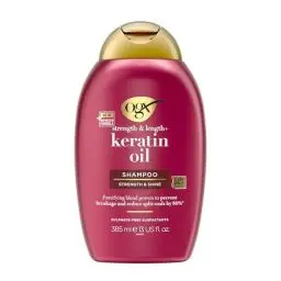 Produktbild: OGX Keratin Oil Shampoo (385 ml), kräftigendes Anti-Haarbruch Shampoo verhindert nachweislich Haarbruch und reduziert Spliss um bis zu 80%, Haarpflege Shampoo mit Keratin Öl für strapaziertes Haar