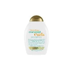 Produktbild: OGX Quenching + Coconut Curls Shampoo, feuchtigkeitsspendendes Locken Shampoo mit Kokosöl, Zitronenöl & Honig, Haarpflege Shampoo ohne Sulfate, Haarshampoo für glänzende, definierte Locken (385 ml)