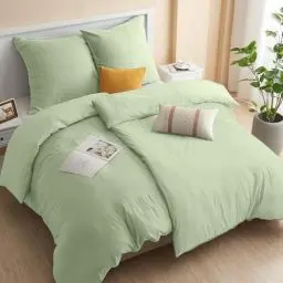 Produktbild: ohano Bettwäsche 135x200 4teilig Bettwäsche-Sets 2er Set Bettbezug mit 2 Kissenbezüge 80x80cm,kuschelig weich & bügelfrei,Bettwäsche Set Mikrofaser mit Reißverschluss-Grün