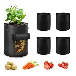 Produktbild: Ohiyoo Kartoffel Pflanzsack 5 Stück 10 Gallonen Kartoffel Pflanzsack, 38 L Pflanztaschen mit Sichtbarer Klappe und Griffen, Garten Pflanzbeutel für Gemüse, Kartoffel, Tomaten (10 Gallone, 38 L)
