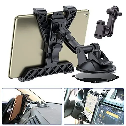 Produktbild: OHLPRO Tablet Halterung Auto, 360° Drehbare Verstellbare iPad Autohalterung, Armaturenbrett Windschutzscheibenhalterung, für 6-11 Zoll,Kompatibel mit iPad, Samsung-Tab, Huawei und mehr