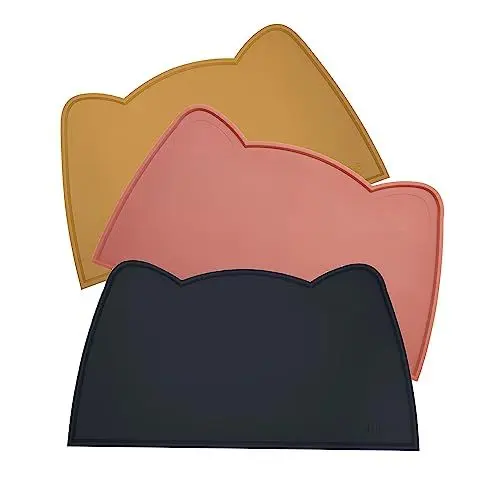Produktbild: OHMO Napfunterlage für Kleine Hunde und Katze, 46x25cm, Unterlage für Katzennapf, rutschfeste Futterunterlage aus Silikon, Wasserdicht, Schwarz