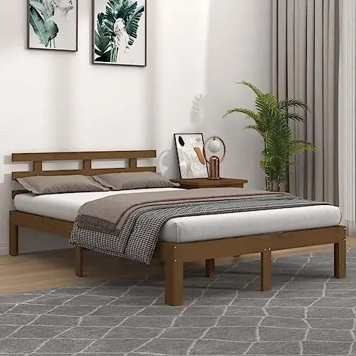 Produktbild: OHOOWOO Massivholzbett Honigbraun 150x200 cm,