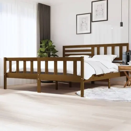 Produktbild: OHOOWOO Massivholzbett Honigbraun 200x200 cm,