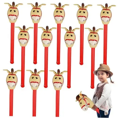 Produktbild: OHPHCALL 12-Teiliges Partyzubehör Tier-Stick Jubelzubehör Sport-Come-On-Stick Kinderspielzeug Sport-Jubel-Gefälligkeiten Pferdekopf-Stick-Requisite Ballon-Cartoon-Mini