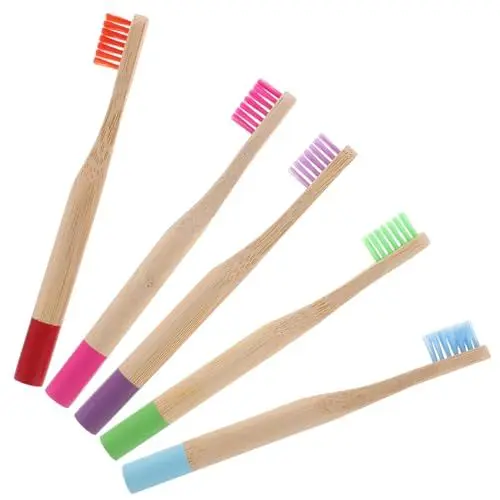Produktbild: OHPHCALL 2er-set Zahnbürsten Aus Holz für Kinder Feine Borsten Ergonomischer Griff für Bequemes Halten Täglicher Gebrauch 5 Stück