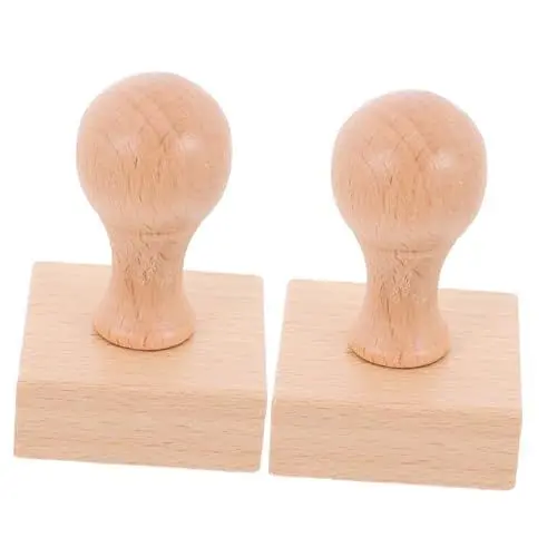 Produktbild: OHPHCALL Lernstempel Für Jungen Und Mädchen 40 X 40 X 15 Mm 2 Stück Holzstempel Fördert Feinmotorik Und Kreativität