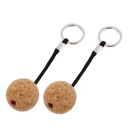 Produktbild: OHPHCALL 2 Stück Schwimmfähiger Kork Schlüsselanhänger Mit Holzball Leicht Und Wasserfest Für Boots Und Wassersportzubehör