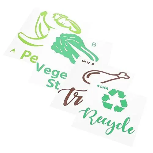 Produktbild: OHPHCALL Lebendige Muster Mülleimer-sortieretiketten 4 Stück Recyclingbehälter-etiketten Abnehmbare Korbetiketten Müllsortieraufkleber Müllrecycling-aufkleber Müllaufkleber
