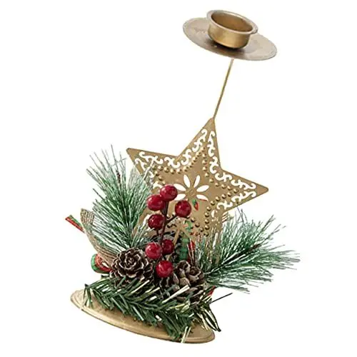 Produktbild: OHPHCALL Vergoldeter Kerzenhalter Aus Eisen Dekorativer Tischleuchter Festliches Herzstück Elegante Weihnachtsdekoration Für Die Party Zu Hause