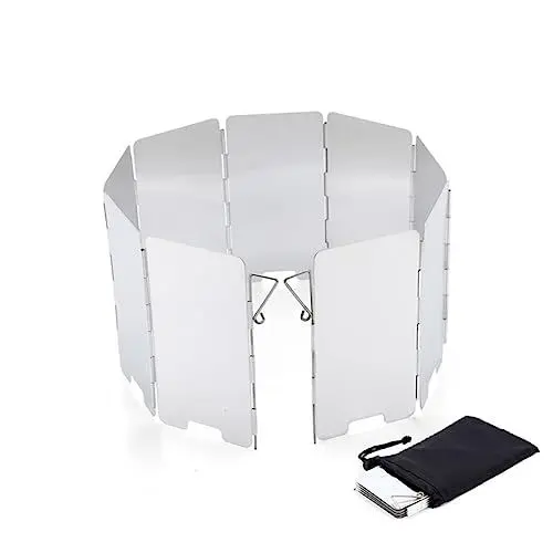 Produktbild: OHPHCALL Faltbarer Windschutz Für Campingkocher Aus Aluminium 9 Teller Platzsparendes Design Leicht Und Tragbar Für Outdoor Aktivitäten Picknick Und Wandern