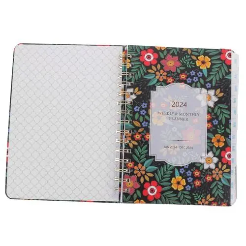 Produktbild: OHPHCALL Notizbuchplaner 2024 Akademischer Jahresplaner Blumendesign Und Spiralbindung