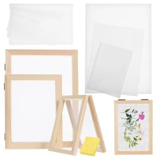 Produktbild: OHPHCALL Rahmenset Für Die Papierherstellung Form Für Die Papierherstellung Und Netzfolie Mit Saugfähigem Papier-Holz-Siebdruckrahmen Für DIY-Papierhandwerk