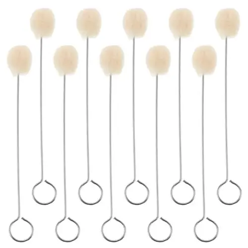 Produktbild: OHPHCALL Wollpinsel Kugelbürste 10 Stück Lederfärbewerkzeug Schuhcreme- Mit Metallgriff Für DIY-Bastelprojekte Wollpinsel Farbkugeln