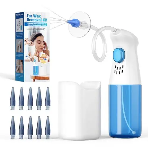 Produktbild: Ohrenreiniger Ohrenschmalz Entferner, Qimic Ohrenschmalz Entfernungs Kit, Ohrreiniger, Ohrenspülung für Erwachsene, Ohr Reinigung, Ohrspülsystem Ohrreinigungsset mit 10 austauschbaren Spitzen