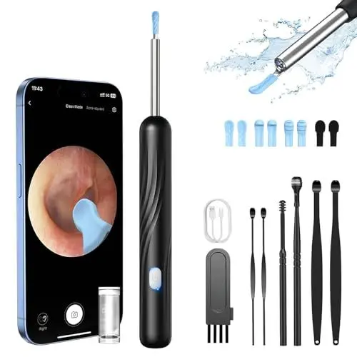 Produktbild: Ohrenschmalz Entferner Otoskop, 1080P Wifi Ohrreiniger Kamera, IP67 Wasserdicht Ohrenspiegel 360°Weitwinkel Ear Cleaner Otoskop Ohr mit 3.5mm Linse und 6 LEDs für iPhone, iPad und Android, Smartphones