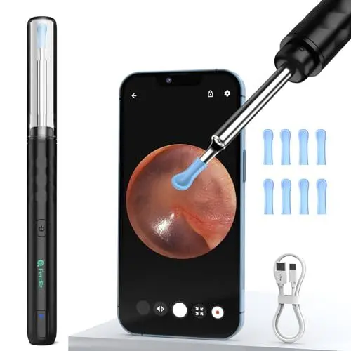 Produktbild: Ohrenschmalz Entferner Otoskop, Ferdiiz 1080P WiFi Direkte Verbindung Ohrenreiniger, IP67 Wasserdicht Ohrreiniger für Erwachsene, 3,5MM Otoskop für iPhone, iPad und Android-Smartphones(Schwarz)