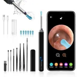 Produktbild: Ohrenschmalz Entferner Otoskop, Morelax 1080P WiFi-Ohrenreiniger, IP67 Wasserdichtes mit 360° Kamera, Ohrendoskop mit 6 LEDs für iPhone, Android, iPad, Erwachsene, Kinder und Haustiere (Schwarz)