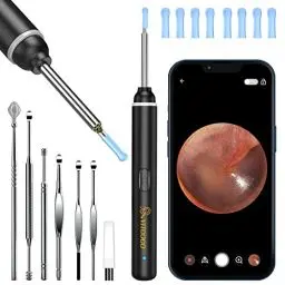 Produktbild: Ohrenschmalz Entferner Otoskop, VITCOCO Wifi Ohrenreiniger Kamera 3.0mm Ultradünne Ohr Kamera IP67 wasserdicht Ohr Endoskop 5 MP HD Ohr Reiniger mit 6 LEDs für iPhone/iPad, iOS, Android-Schwarz