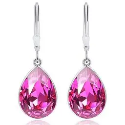 Produktbild: Ohrringe 925 Silber Kristall-Ohrringe Fuchsia Tropfen NOBEL SCHMUCK