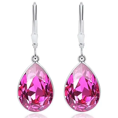 Produktbild: Ohrringe 925 Silber Kristall-Ohrringe Fuchsia Tropfen NOBEL SCHMUCK