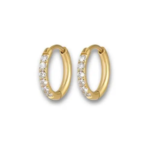 Produktbild: Zirkonia Ohrringe für Damen - Mini Creolen Mit Steinen - Kleine Hoops Aus Hochwertigem Edelstahl Mit 18 Karat Vergoldung - Gold Glitzer Ohrringe für Mädchen