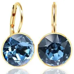 Produktbild: Ohrringe Gold Kristall Blau kurze Ohrhänger gold rund Denim Blue NOBEL SCHMUCK