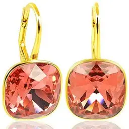 Produktbild: Ohrringe Gold Kristalle Padparadscha 925 Silber vergoldet Rot Koralle NOBEL SCHMUCK