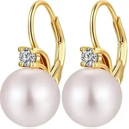 Produktbild: Perlenohrringe Silber 925 Ohrringe Silber 925 Hängend Damen Perlen Ohrringe Creolen Mit Perle Echte Süßwasser Hangend Damen