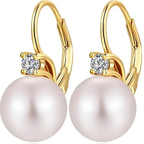 Produktbild: Perlenohrringe Silber 925 Ohrringe Silber 925 Hängend Damen Perlen Ohrringe Creolen Mit Perle Echte Süßwasser Hangend Damen