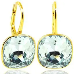 Produktbild: Ohrringe Kristallen 925 Silber Gold Light Azore Blau Silberohrringe vergoldet NOBEL SCHMUCK