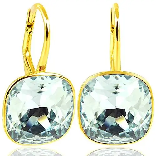 Produktbild: Ohrringe Kristallen 925 Silber Gold Light Azore Blau Silberohrringe vergoldet NOBEL SCHMUCK