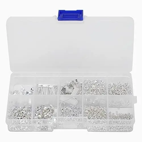 Produktbild: Ohrringe Machen Kit, Schmuck Handwerk DIY Machen Hummerverschluss Ohrringe Haken Set Schmuck Fundstücke Lieferungen Machen Teil Handwerk Schmuck Reparatur und Perlen(Silber)